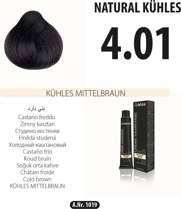 Produktbild FemMas (4.01) Haarfarbe Kühles Mıttelbraun 100ml (4.01 Kühles Mittelbraun)