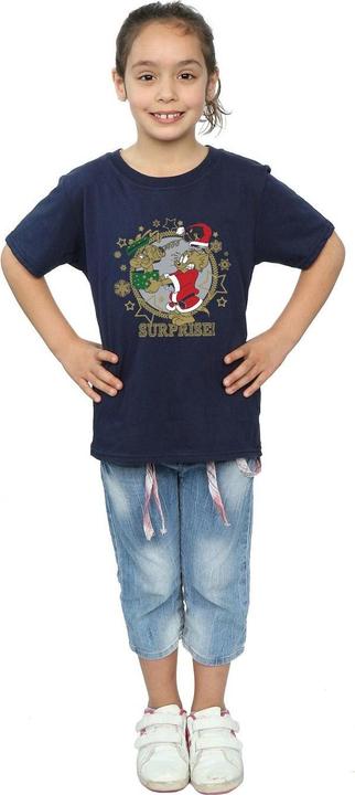 Actual product image Tom & Jerry Girls Christmas Surprise Cotton T-Shirt (152, 158)