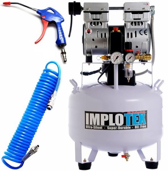 Actual product image Implotex - Flüsterkompressor 850W, 55dB leise, ölfrei Kompressor inkl. Ausblaspistole und Drucklufts (8 bar, 30 l)