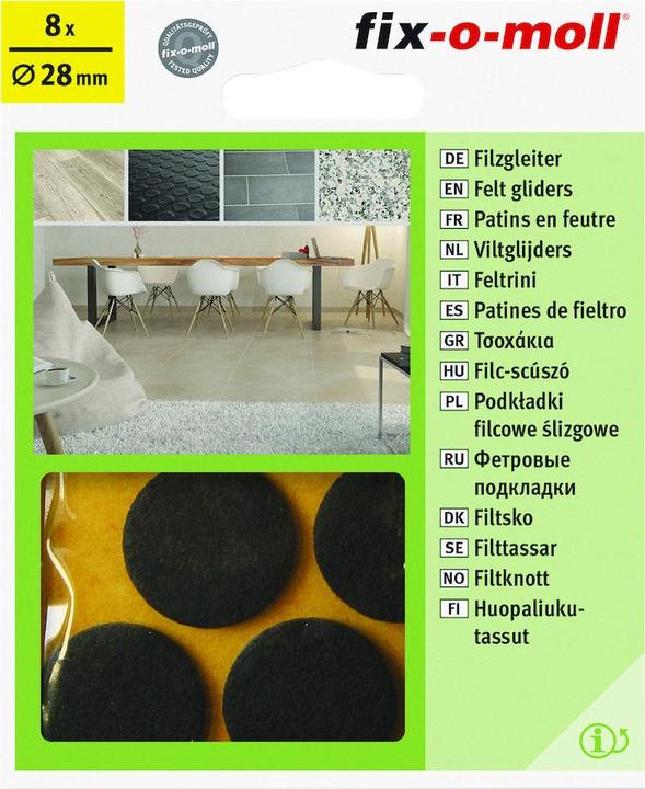Actual product image Fix-o-moll Felt gliders 3 mm / Ø 28 mm 8 x (Felt gliders, 8 Piece)