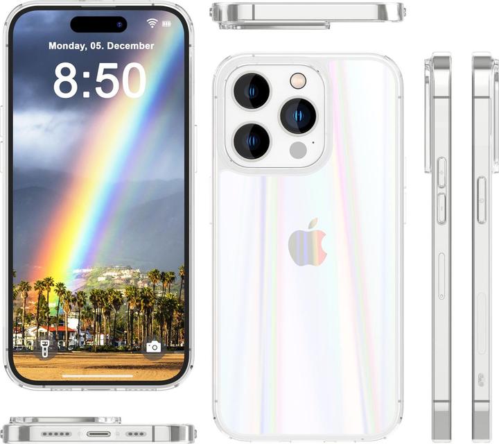 Actual product image Nalia Clear tempered glass cover rainbow effect (Apple iPhone 15 Pro)