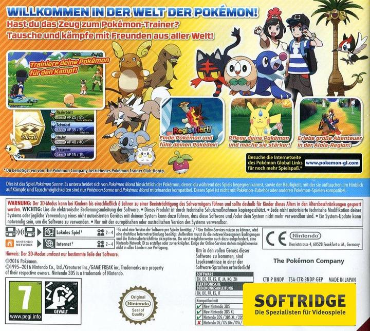 Produktbild Nintendo Pokémon Sonne (3DS, EN)