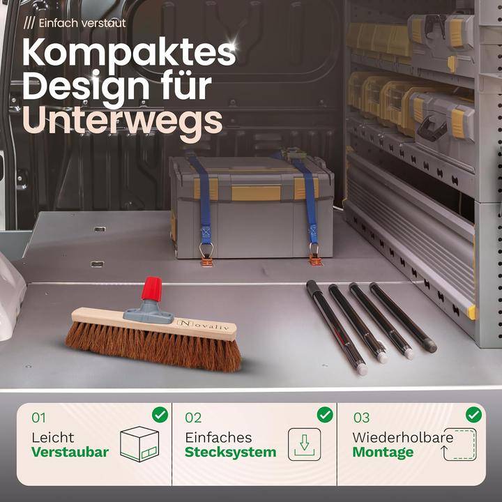 Produktbild Novaliv Kokosbesen 40 cm mit Stiel Kokosborsten inkl. Kehrgarnitur verzinkt mit Gummilippe bestehend (1 Stk.)