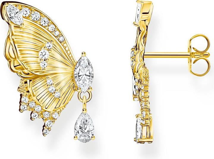 Thomas Sabo Ohrstecker Schmetterling Butterfly Paradise mit Steinen vergoldet (Silber 925)