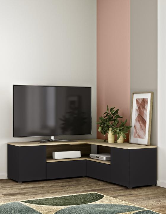 Actual product image Temahome Angle TV Stand black and oak (40 x 46 cm)