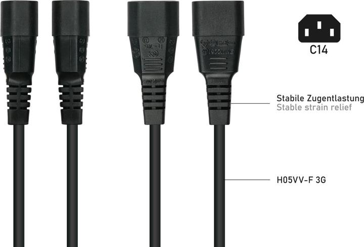 Produktbild Kabelmeister Kaltgeräteverläng. Stecker C14/C13 schw. 0,5m (0.50 m, C13)