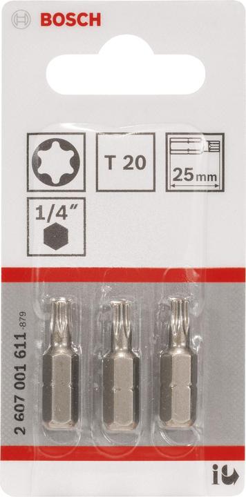 Produktbild Bosch Professional Zubehör Schrauberbit Extra-Hart T20, 25 mm, 3er-Pack (T 20)