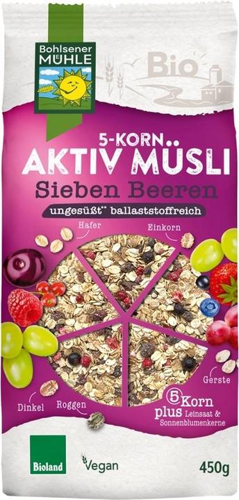 Bohlsener Mühle 5-Korn Aktiv Müsli Sieben Beeren Bio (450 g)