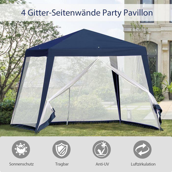 Actual product image Swisshandel24 Gartenpavillon 3x3m wetterfest mit Moskitonetz, Polyester in Blau (300 cm, 300 cm)