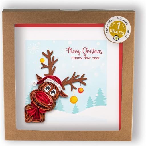 Image du produit Hervorragend Boîte à cartes de Noël - Merry Christmas Rentier - Carte Quilling (4 pcs)