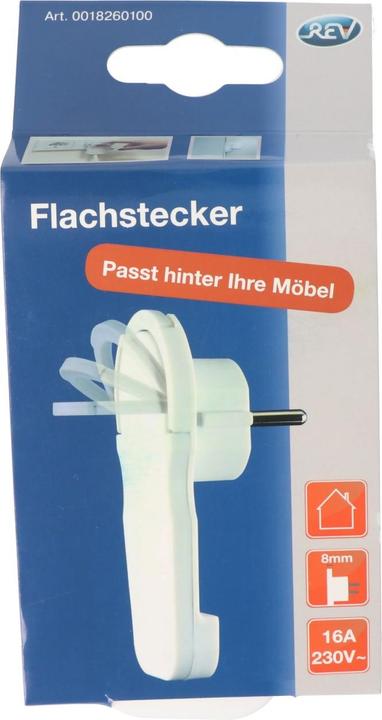 Produktbild AccuCell Schuko-Flachstecker extra flach weiss Schuko-Winkelstecker