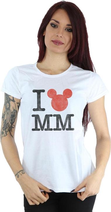 Actual product image Disney Womens/Ladies I Love Mickey Mouse Cotton T-Shirt (XXL)