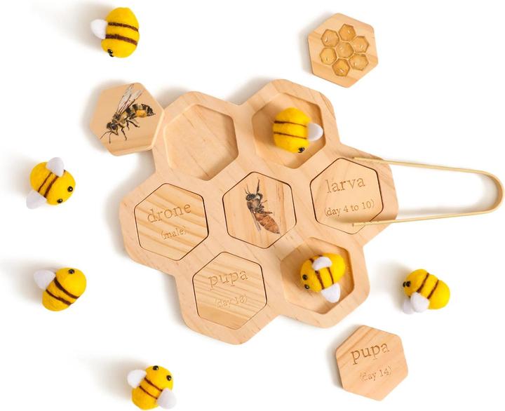 Activity Board Sensory Bee Toys Neugeborenes Feinmotorik Spielzeug Spiel Bienen aus Holz Kreativ Baby 0 12 Monate