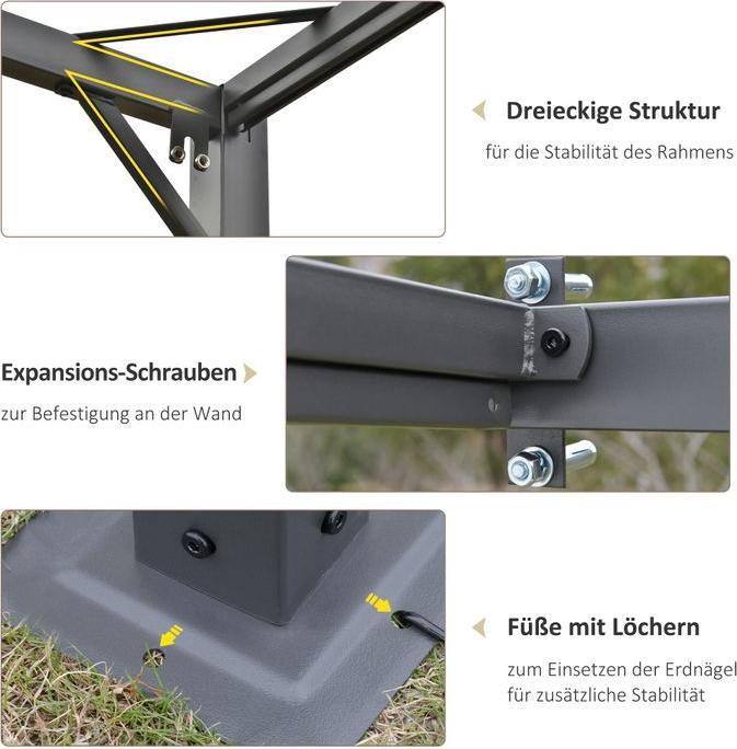 Image du produit Swisshandel24 Pergola Pavillon 3x3m Pavillon de jardin BBQ avec toit en toile Résistant aux intempéries Métal (300 cm, 300 cm)