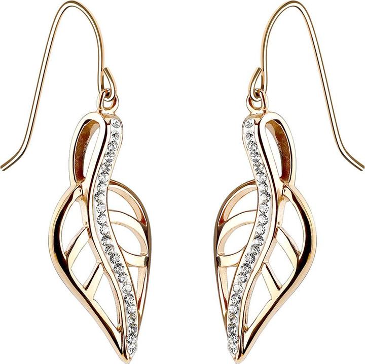Produktbild Star Piercing Ohrring rosegold Blatt mit Kristallen (Chirurgenstahl)