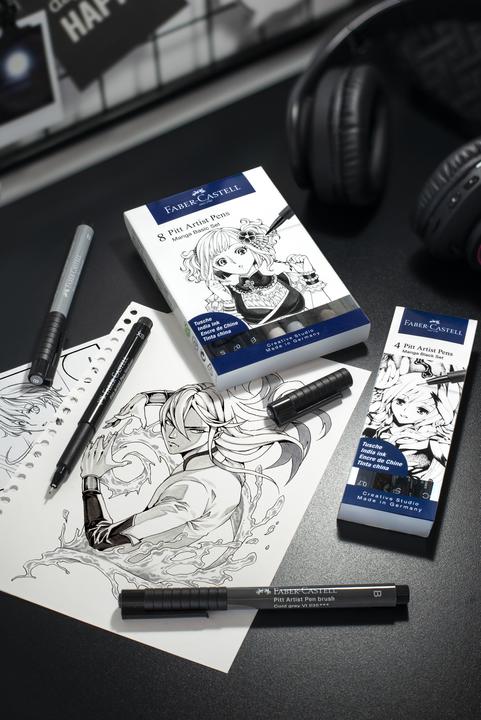 Produktbild Faber-Castell Pitt Artist Pen Manga Basic Set (Grau, Schwarz, 8 x)