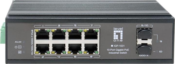 Image du produit LevelOne Switch 10Port Gigabit PoE DIN-Rail,-40°C to 75°C (8 Ports)