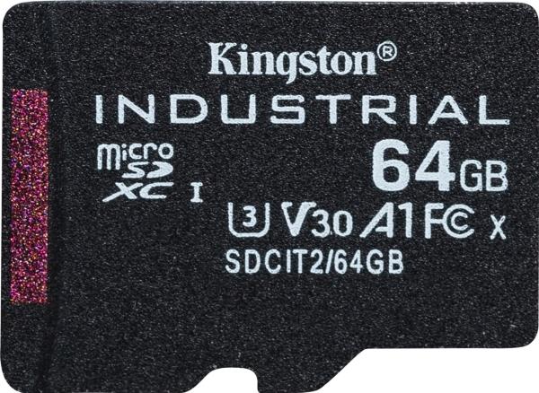 Actual product image Kingston microSDXC Industrial (64 GB, microSDXC, microSDHC, U3, UHS-I)