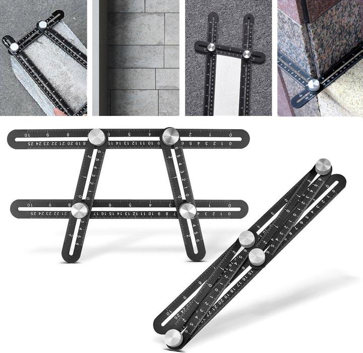 Actual product image Stahlwerk Ruler set with multi-angle measuring ruler, triangular ruler, angle triangle (300 mm)