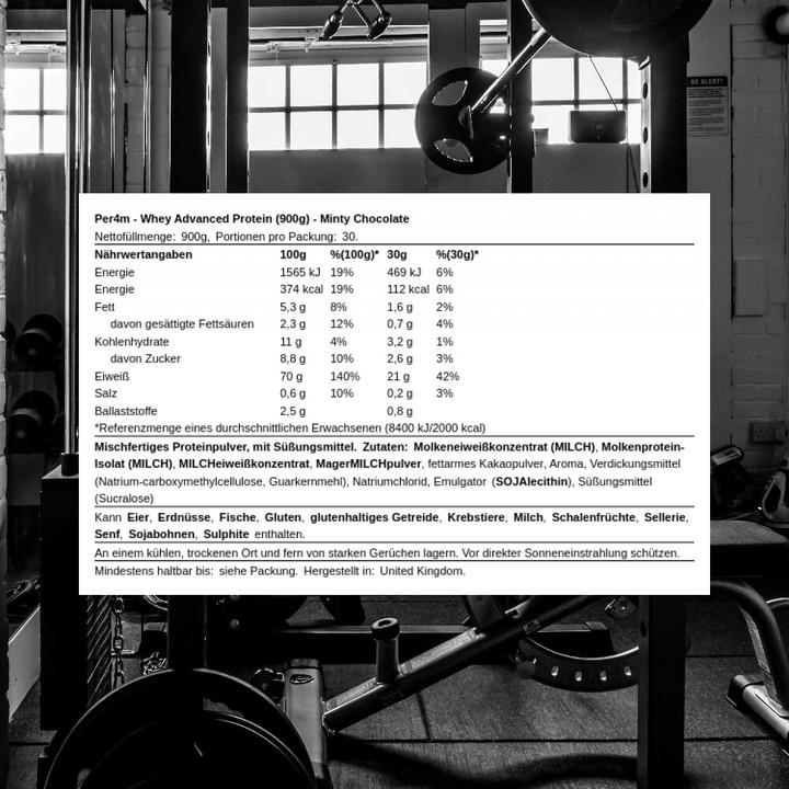 Actual product image Per4m Whey Advanced Protein (Minty Chocolate, 900.90 g)