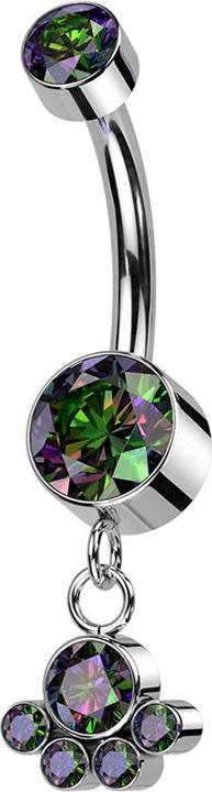Image du produit Hollywood Body Jewelry banane filet intérieur argent deux cylindres cristal sombre multicolore pendentif cinq cristaux (Titane G23, sans laiton)