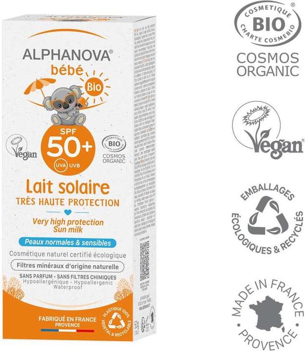Image du produit Alphanova BB lait solaire bio SPF50+ lait (Lait solaire, SPF 50+, 50 ml, 50 g)