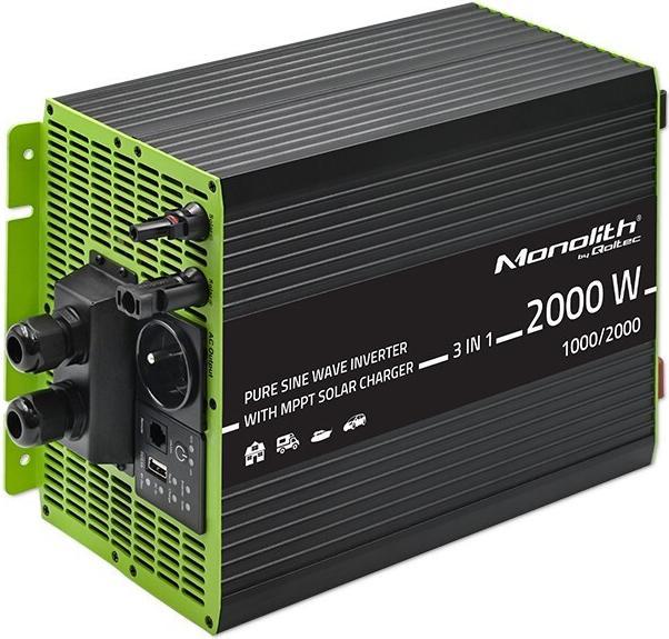 Produktbild Qoltec Przetwornica solarna Monolith 3w1 z funkcją ładowania AC | MPPT | UPS | ATS | 1000W | 2000W