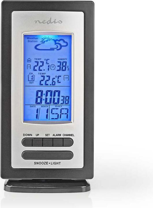 Nedis Wetterstation - Alarm - Hygrometer - Aussensensor - Schwarz/Silber