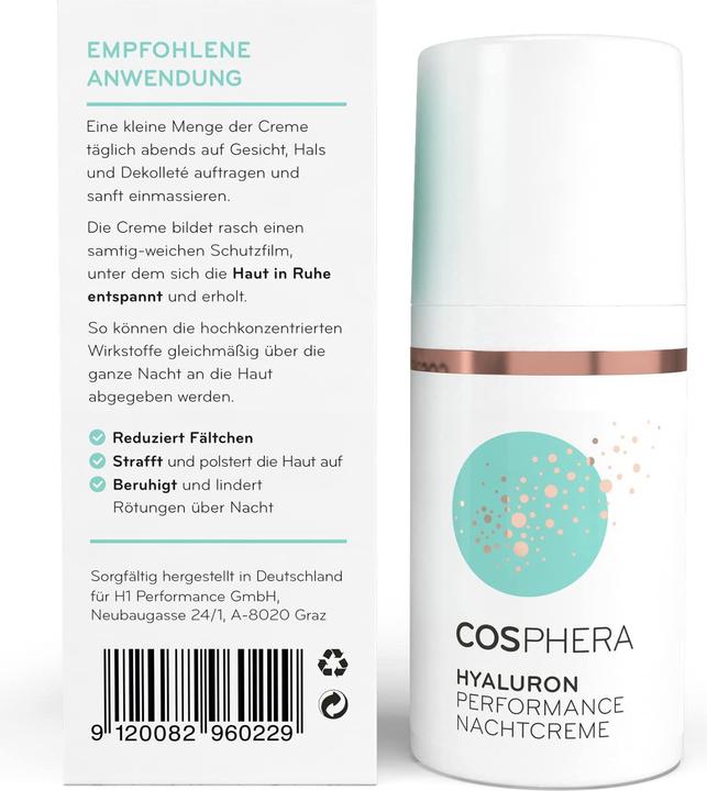 Produktbild Cosphera Hyaluron Nachtcreme 100 Prozent vegan (30 ml, Nachtcreme)