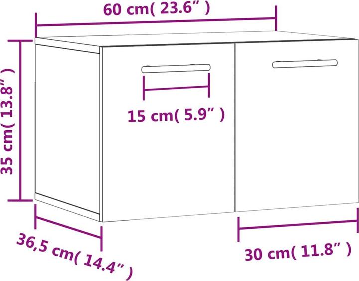Immagine prodotto VidaXL Wandschrank Braun Eichen-Optik 60x36,5x35cm Holzwerkstoff (60 x 36,5 x 35 cm)