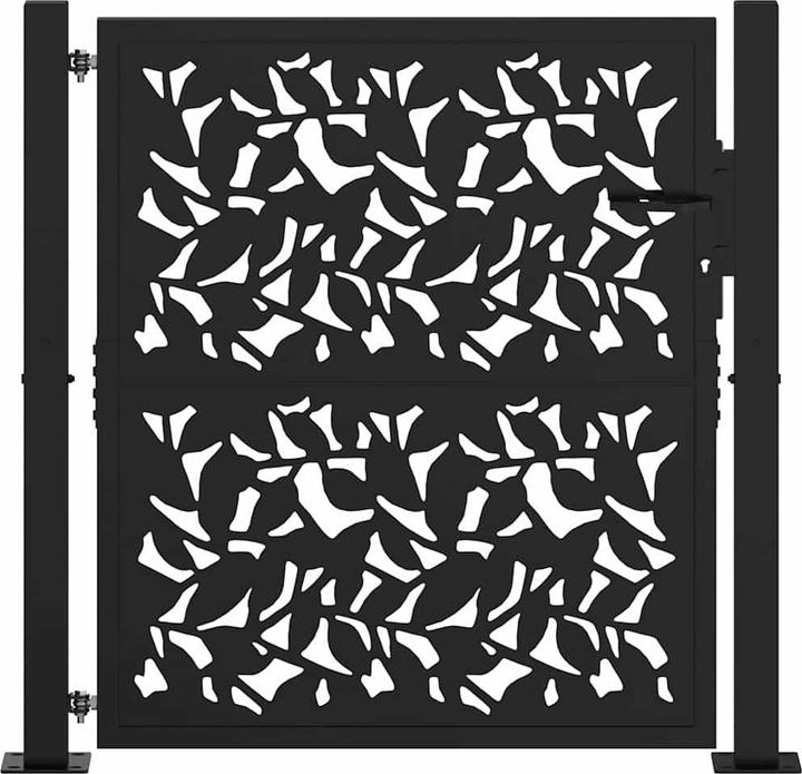 Productafbeelding VidaXL Tuinpoort zwart 105x105 cm stalen blad design hek buitenpoort