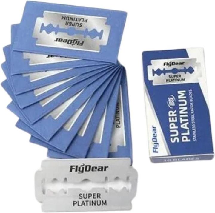Immagine prodotto FlyDear Lame da rasoio Super Platinum Stainless, doppio taglio (10 pezzi) (10 x)