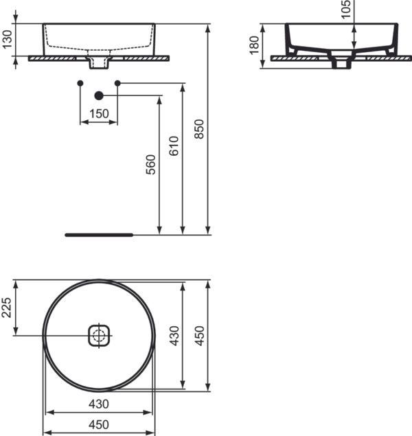 Immagine prodotto Ideal Standard Lavabo da appoggio Strada II rotondo Ø 45 cm bianco T295901 (450 mm, 450 mm)