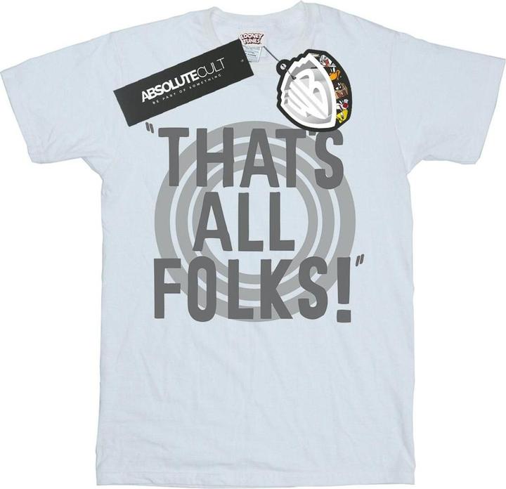 Actual product image Looney Tunes Mens That's All Folks Text T-Shirt (S)