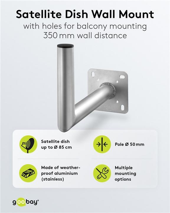 Actual product image Goobay SAT dish wall bracket (Mirrors + antennas Mounting)