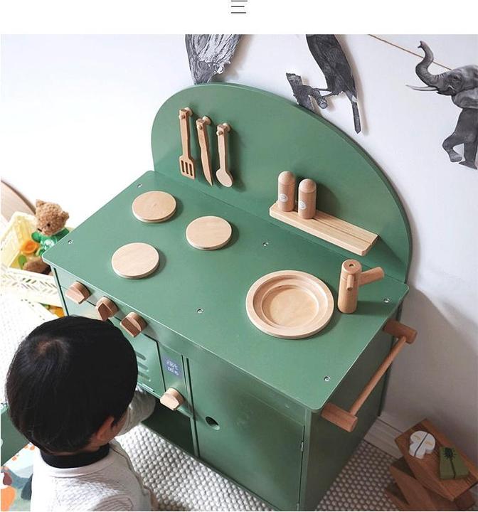 Actual product image Nelaroom Retro wooden kitchen with accessories