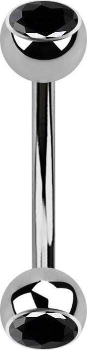 Image du produit Star Piercing Banane silber mit zwei Kugeln Kristall schwarz (sans laiton, Titane G23)