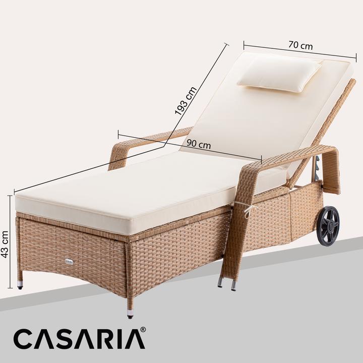 Immagine prodotto Casaria Lettino da giardino in polyrattan (193 cm)