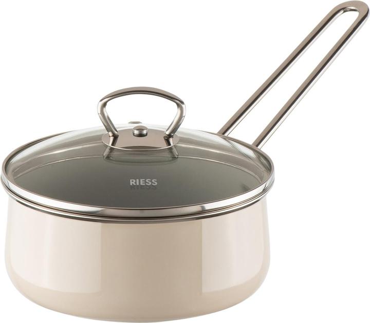Immagine prodotto Riess Casseruola con coperchio in vetro 16cm, 1L (16 cm, Casseruola con manico, Smalto)