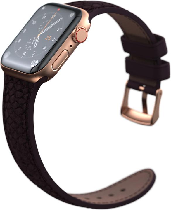 Actual product image Njord Eldur Watch Strap For (45 mm, 44 mm, Vegan Leather, Silicone, Vegan salmon leather)