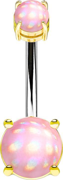 Actual product image Star Piercing Banana internal thread gold-plated with two epoxy stones pink (Brass, Surgical steel 316L)
