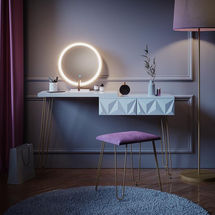 Actual product image Vicco Bella with stool and lighting (120 x 37 x 76 cm)