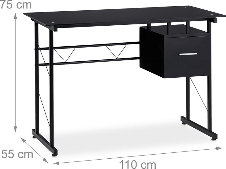 Immagine prodotto Relaxdays Scrivania con cassetto (110 x 55 x 75 cm)