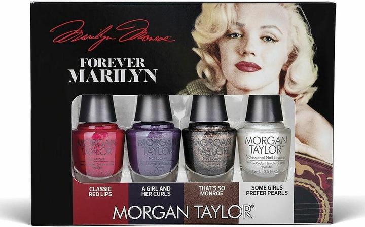 Morgan Taylor FOREVER MARILYN set 4 pz (Some girls prefer pearls, That's so Monroe, Classic red lips, A girl and her curls, Farblack)