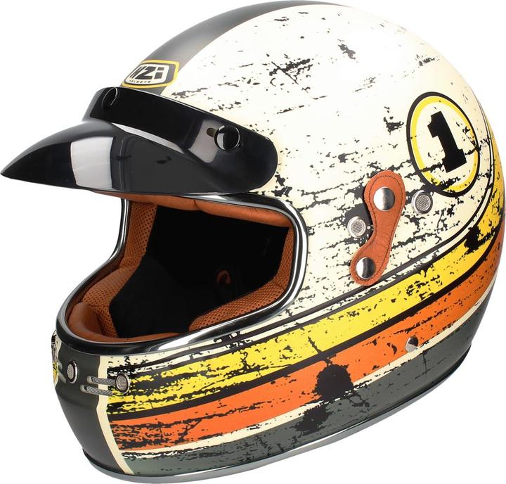 Actual product image NZI Helmets NZI FLAT TRACK DIRT matt weiss-gelb-braun XL (60 - 62 cm, XL)