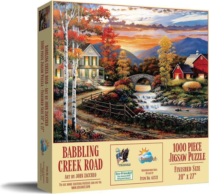 Actual product image Sunsout Puzzle 1000 pieces John Zaccheo - Babbling Creek Road (1000 pieces)