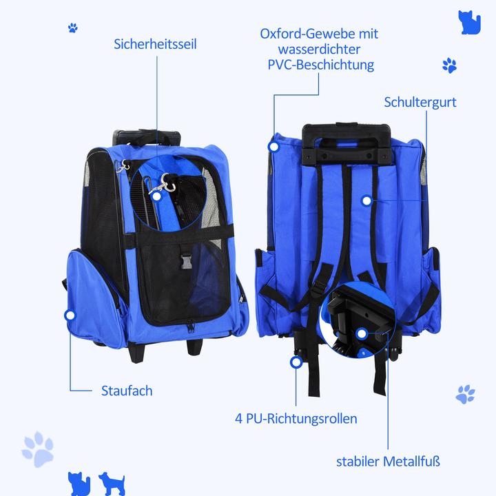 Image du produit PawHut Sac pour chien 2 en 1 utilisable comme trolley ou sac à dos (Chien, Respirant)