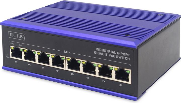 Actual product image Digitus Industrial 8-Port Gigabit PoE Switch (8 Ports)