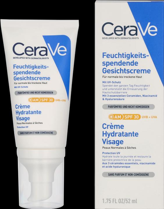 Label énergétique CeraVe Feuchtigkeitsspendende Gesichtscreme SPF30, 52 ml (52 ml, Crème de jour, SPF 30)