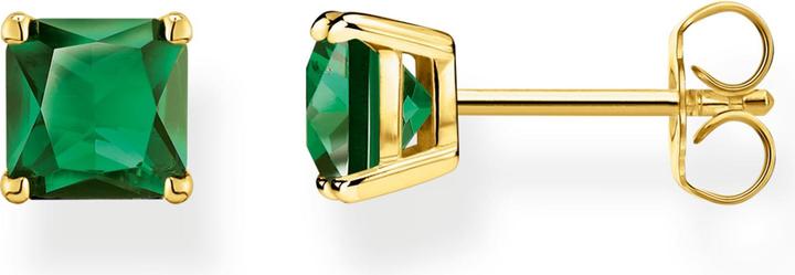 Thomas Sabo Ohrstecker grüner Stein gold (925er Silber, 750 Gelbgold Vergoldung)